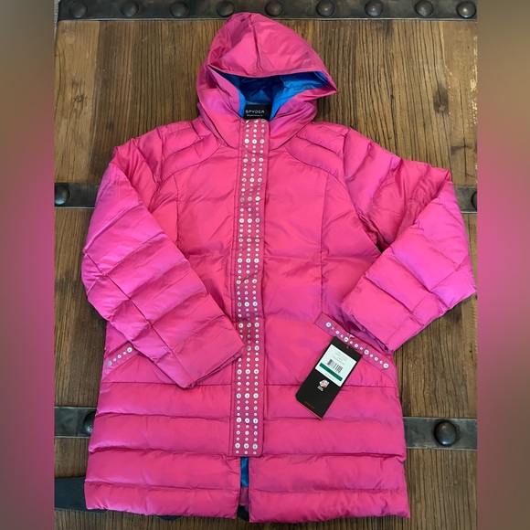 Spyder GIRLS GLAM DOWN JACKET, Raspberry LARGE